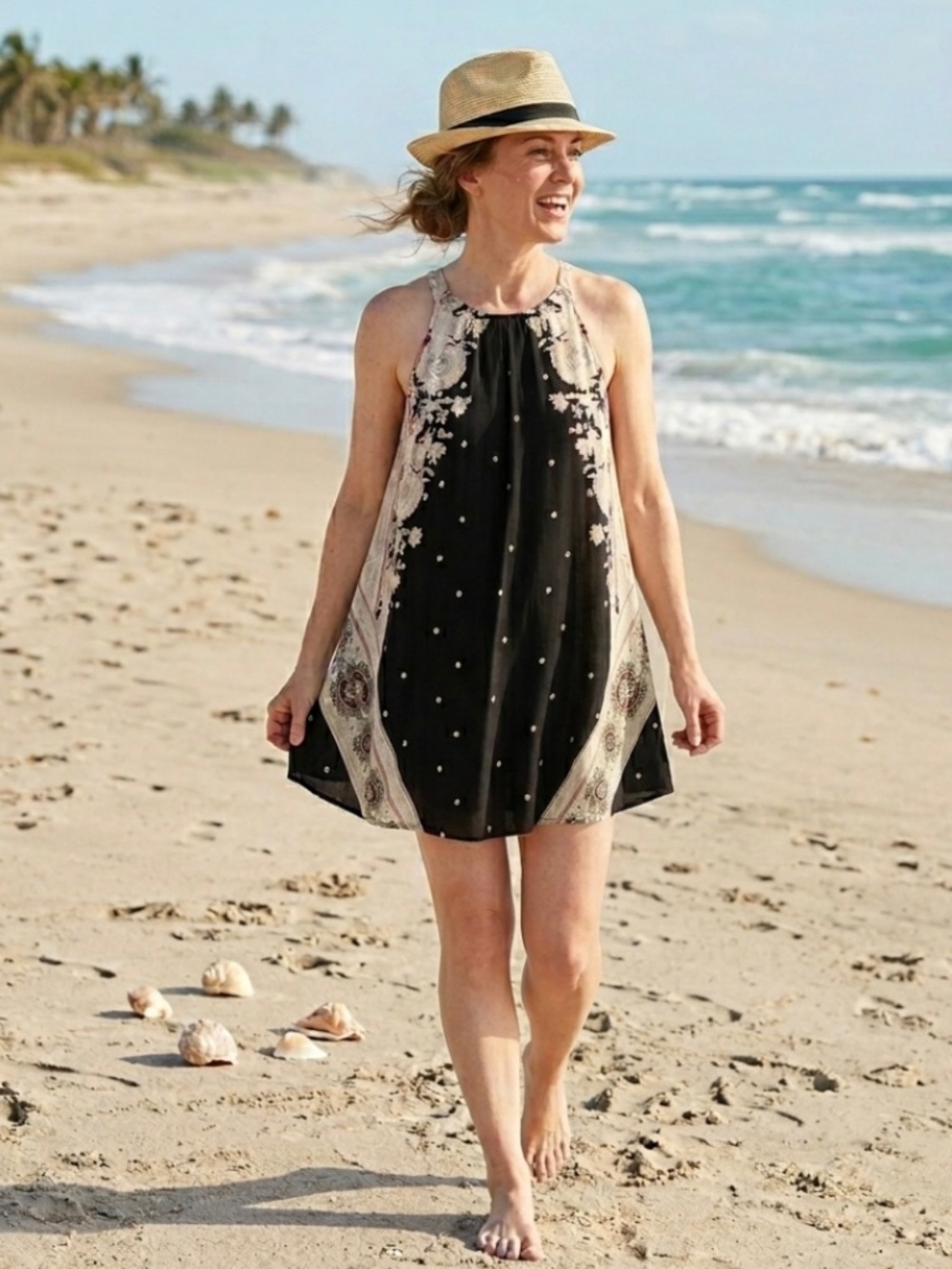 Intimately Free People Swing Halter Tunic Top S Paisley Beach Boho Summer Chic